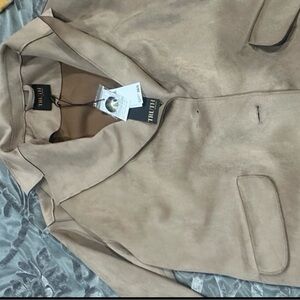 Truth Tan Blazer with Wide Lapels and Double-Breasted Design